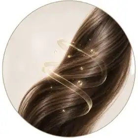 Mecha de cabelo brilhante com gotas douradas